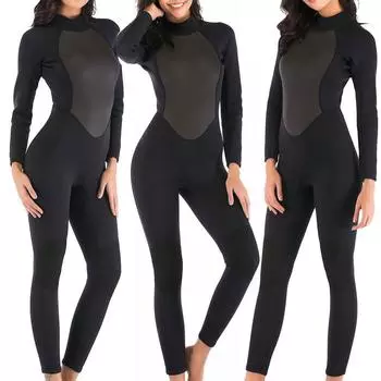 Женский солнцезащитный крем толщиной 3 мм для плавания, серфинга, подводного плавания и дайвинга, комбинезон, купальник S чёрный