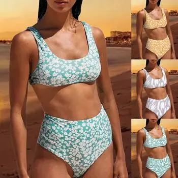 Женский сплит-купальник с пуш-ап, купальник, пляжная одежда M синий