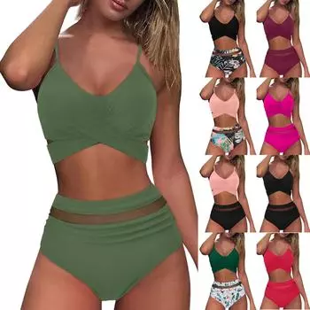 Женский сплит модный крест сексуальный пляжный купальник бикини с открытой спиной L