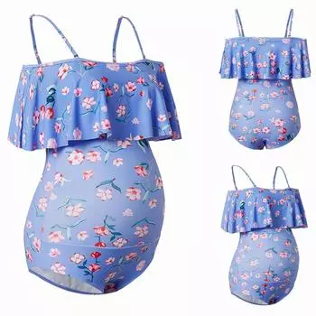 Женский сплошной цвет бикини для беременных с юбкой и цельным купальником L фиолетовый