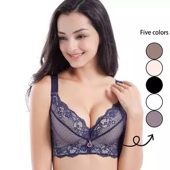 Женский сплошной кружевной сексуальный бюстгальтер, собранный симпатично со стальным кольцом, нижнее белье с пряжкой сзади 34 чёрный