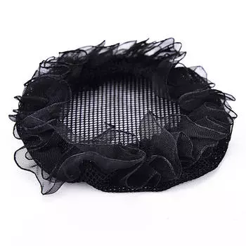 Женский сплошной план, черные волосы, булочка, снуд, сетка, балет, женские танцы, катание на коньках Large:10cm чёрный