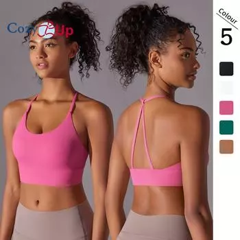 Женский спортивный бюстгальтер Cozy Up с мягкими бретелями, фитнес-бюстгальтер с открытой спиной, легкий укороченный топ для йоги Cross Cross S