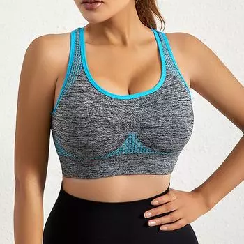 Женский спортивный бюстгальтер для фитнеса, бега, противоударный топ для йоги, без стального кольца, комфортный L синий