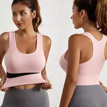 Женский спортивный бюстгальтер для фитнеса, противоударный жилет для йоги с пуш-ап, повседневное нижнее белье, высокая эластичность, майка, нижнее белье M чёрный