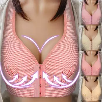 Женский спортивный бюстгальтер для йоги с застежкой спереди, экстра-эластичный дышащий бюстгальтер с кружевной отделкой, нижнее белье 100 розовый