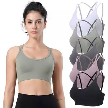Женский спортивный бюстгальтер для йоги с двойными бретелями и открытой спиной, эластичный бюстгальтер с полной чашкой, противоударный бюстгальтер для фитнеса и тренировок S
