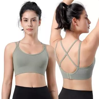 Женский спортивный бюстгальтер для йоги с двойными бретелями и открытой спиной, эластичный бюстгальтер с полной чашкой, противоударный бюстгальтер для фитнеса и тренировок