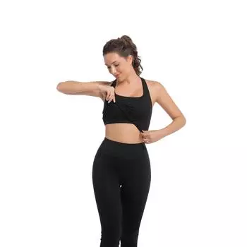 Женский спортивный бюстгальтер из органического хлопка с защитой от ультрафиолета 2025 года, контроль влажности для бега по пересеченной местности XS чёрный