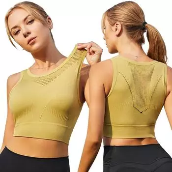 Женский спортивный бюстгальтер, противоударные бюстгальтеры с фиксированной чашкой, нижнее белье с полой спиной для спортивных женщин, большие размеры, бодибилдинг, бега, бюстгальтеры для йоги, нижнее белье S