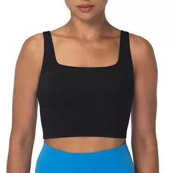 Женский спортивный бюстгальтер с квадратным вырезом, лето 2025 г., бюстгальтеры для йоги с высокой поддержкой, дышащие бесшовные топы для тренировок в спортзале и бега XS чёрный