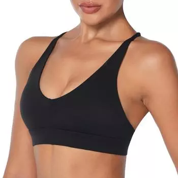Женский спортивный бюстгальтер с высокой степенью поддержки, 2025, бесшовные топы для зала с эластичностью в четырех направлениях для HIIT и велоспорта, дышащие компрессионные бюстгальтеры из нейлона и спандекса XS чёрный