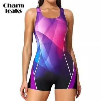 Женский спортивный цельный купальник Charmleaks, купальник с градиентом на плоской подошве, спортивный купальник S