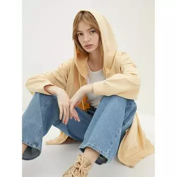 Женский спортивный кардиган LCW CASUAL с капюшоном и длинными рукавами, бежевый