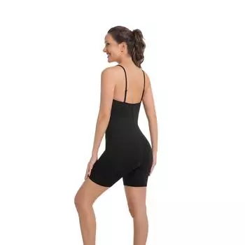 Женский спортивный комбинезон с высокой талией, дышащий, быстросохнущий, для занятий йогой и бегом в спортзале XS чёрный