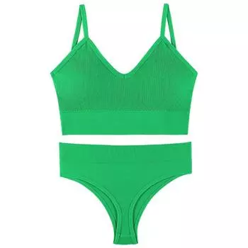 Женский спортивный комплект бюстгальтера-бралетта - французская треугольная чашка, тонкий бюстгальтер Push Up без косточек для маленькой груди с бретельками на спине M