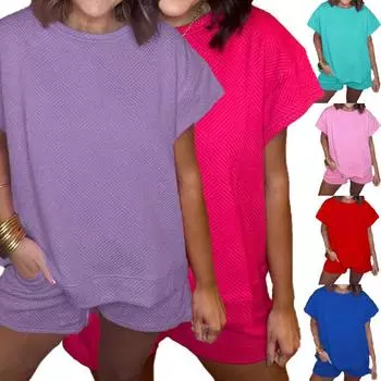 Женский спортивный костюм из двух частей, футболка и повседневные пляжные шорты, женская повседневная спортивная одежда, спортивный костюм для бега и фитнеса, спортивный костюм S циан