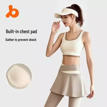 Женский спортивный костюм Juyitang из высокоэластичного материала телесного цвета без рукавов — дышащая одежда для йоги и бега Bra; M
