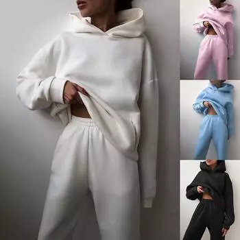 Женский спортивный костюм повседневный толстовка с капюшоном толстовка брюки комплект домашняя одежда спортивный костюм осень-зима одежда XXXL чёрный