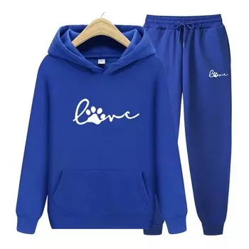 Женский спортивный костюм с длинными рукавами, комплект из 2 предметов, толстовки с длинными рукавами, женский свитшот с принтом, уличная одежда, спортивный костюм, свободные топы, верхняя одежда S