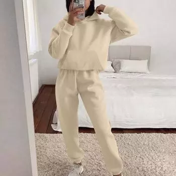 Женский спортивный костюм с капюшоном, унисекс, двухсекционная одежда для бега, пуловер с длинными рукавами, толстовка с капюшоном + комплект спортивных штанов L хаки