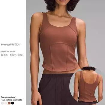 Женский спортивный жилет с нагрудными накладками: Сексуальная модель с открытой спиной, впитывающая пот, подчеркивающая талию, ударопрочная — идеально подходит для занятий йогой и бега. L