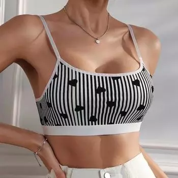 Женский спортивный жилет с принтом в полоску в виде сердца, укороченный топ на тонких бретельках с подкладкой и открытой спиной S