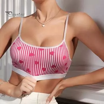 Женский спортивный жилет с принтом в полоску в виде сердца, укороченный топ на тонких бретельках с подкладкой, без спинки, без рукавов, облегающий жилет для повседневной носки S темно-зеленого