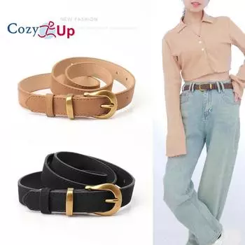 Женский средний идеальный кожаный ремень 103x2.3cm чёрный