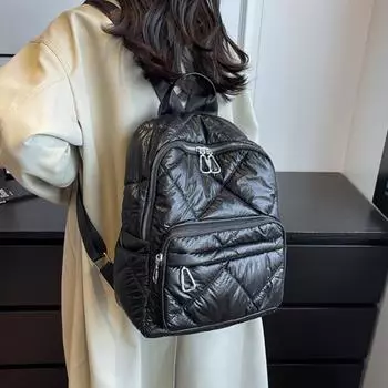 Женский стеганый клетчатый рюкзак зимний сверхлегкий отделение для пуха большой вместимости женская школьная сумка