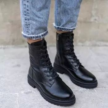 Женский стиль, черные сапоги из натуральной кожи