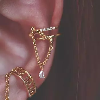 Женский стиль клипсы для ушей Water Drop, женский темперамент, ретро-стиль Гонконга, клипсы для ушей в форме косточки