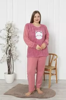 Женский стильный пижамный комплект больших размеров, зимний пижамный комплект большого размера Wellsoft Polar Sleep Pink
