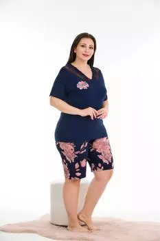 Женский стиль, пижамный комплект больших размеров, пижамный комплект большого размера с шортами