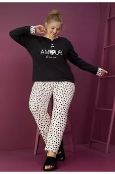 Женский стиль, пижамный комплект больших размеров, пижамный комплект большого размера с рисунком