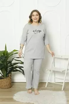 Женский стиль, пижамный комплект больших размеров, пижамный комплект большого размера, Eep Grey