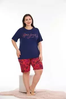 Женский стиль, пижамный комплект больших размеров, пижамный комплект большого размера с шортами