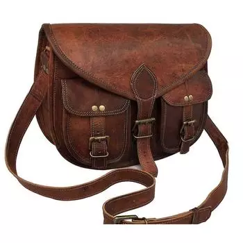 Женский стиль ручной работы через плечо из натуральной коричневой сумки через плечо из чистой кожи 10 x 13 x 5 коричневый