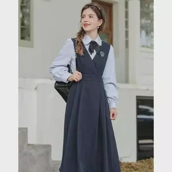 Женский студенческий стиль 2024 года, уменьшающий возраст, униформа JK, платье-костюм Medium