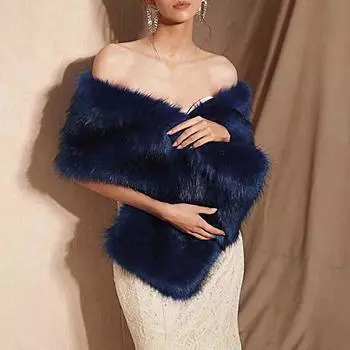 Женский свадебный плащ-накидка, пальто, пончо, теплое платье, шаль, болеро, искусственный мех, вечеринка, зима