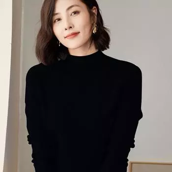 Женский свитер, 100% мериносовая шерсть, зимний шерстяной пуловер, водолазка, осенний джемпер, женский вязаный топ M фиолетовый