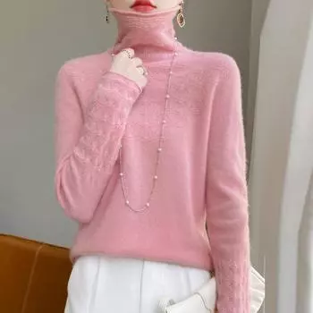 Женский свитер 100% шерсть MODERN NEW SAGA водолазка вязаный пуловер толстые зимние джемперы женские вязаные топы S верблюд