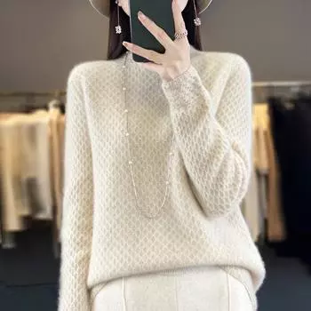 Женский свитер 100% шерсть MODERN NEW SAGA водолазка вязаный пуловер толстые зимние джемперы женские вязаные топы S бежевый