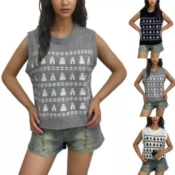 Женский свитер без рукавов, облегающий жилет в тон L чёрный