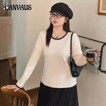 Женский свитер больших размеров с длинными рукавами и кружевными низами XL чёрный