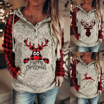 Женский свитер больших размеров в рождественскую клетку контрастного цвета, зимний теплый свитер XXXL