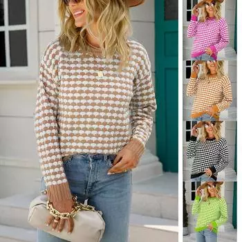 Женский свитер большого размера с низом, вязаный свитер, удобная женская одежда S имбирный