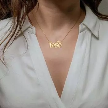 Женский свитер-цепочка 1980-1999 годов из нержавеющей стали, ожерелье со значащим номером, ювелирные изделия, подарки 1989 серебряный