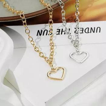 Женский свитер-цепочка, модное ожерелье с подвеской в виде сердца, подарок подруге, комплект ожерелья, подарок золотой