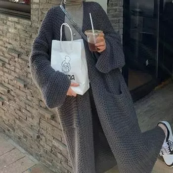 Женский свитер, длинное пальто, большие осенние и зимние вязаные свободные куртки, вязаный кардиган, топы с длинными рукавами, зимние S розовый